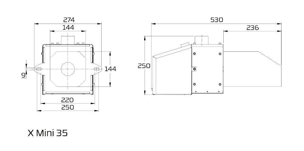Schemat wymiarow - pellasx-x-mini-35-wymiary